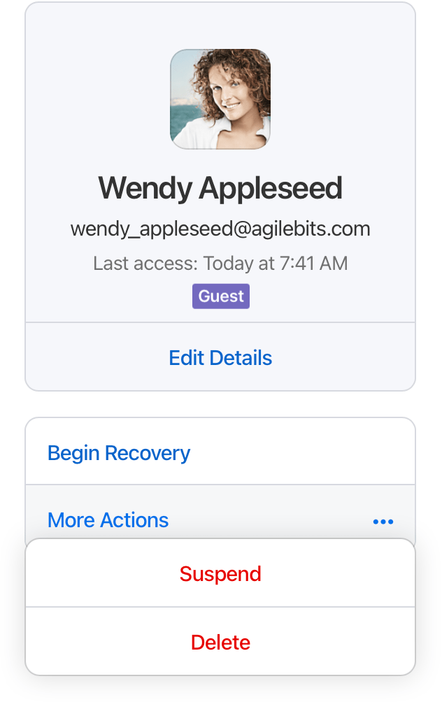Select the name of the guest, then select More Actions and choose Delete