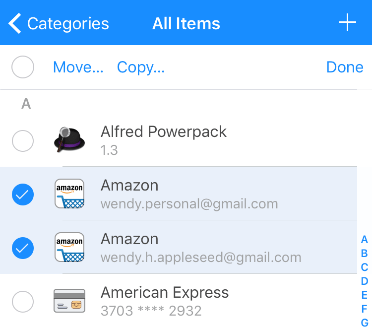 Select Items above an item list